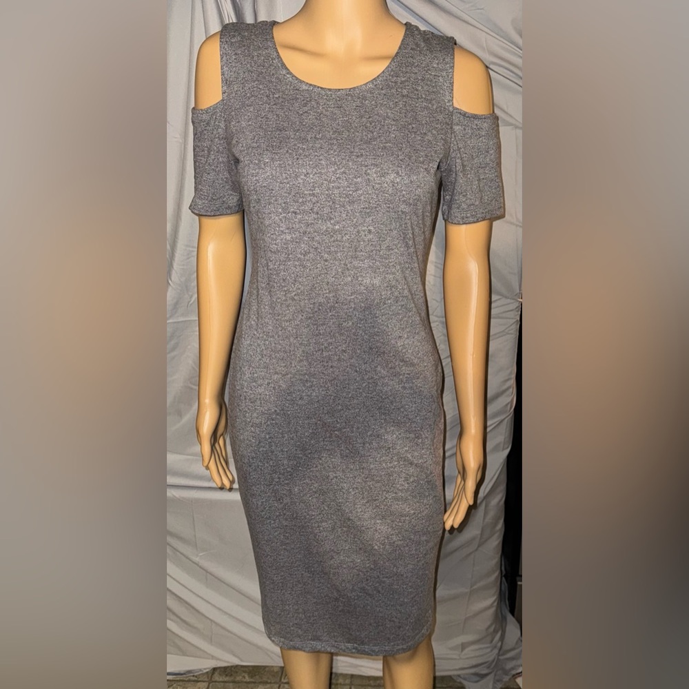 Forever 21 Charcoal Cold Shoulder Midi Dress